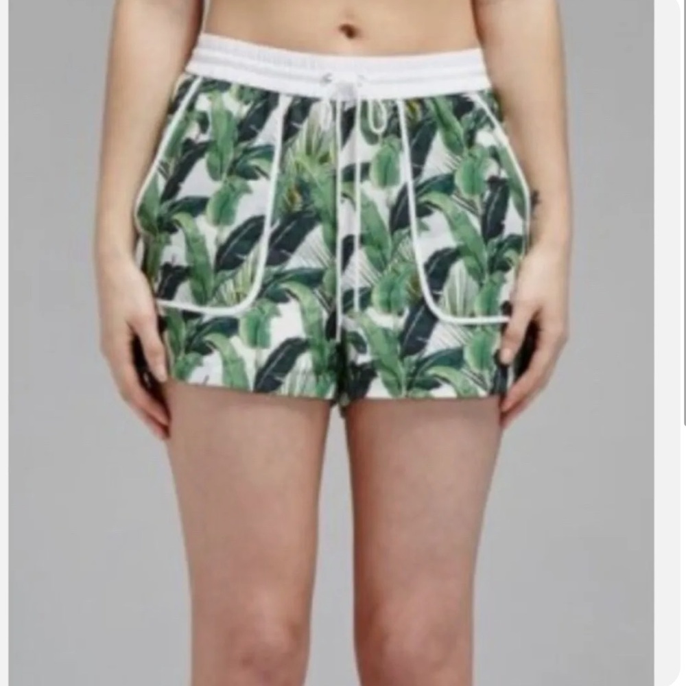 Rebecca Minkoff Valencia Shorts Green Tropical Palm Frond Size XS